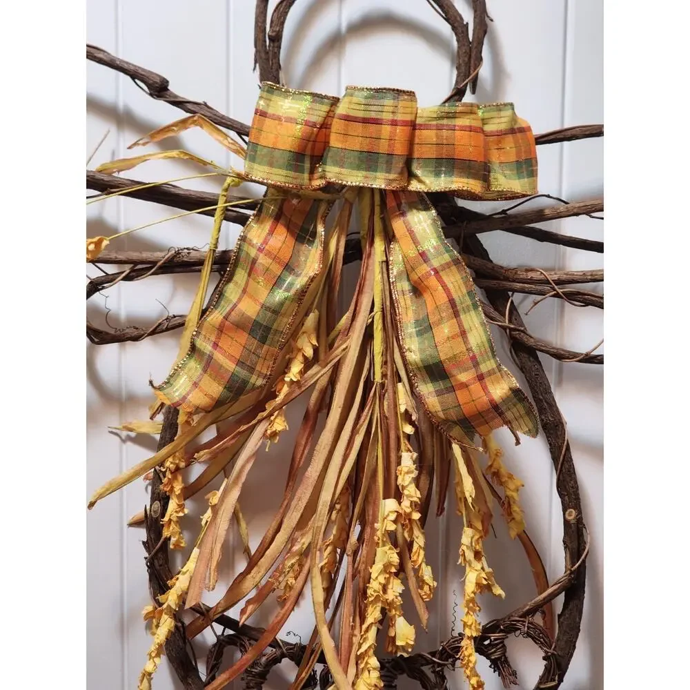 Handmade Grapevine Fall Autumn Thanksgiving Angel Wreath Door Decor 23